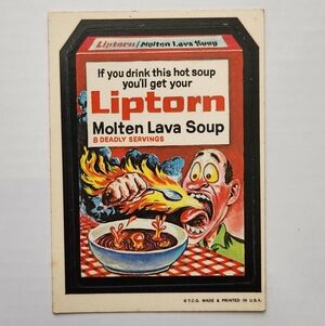 🔥 Rare Vintage 1973 Wacky Packages Sticker - "Liptorn Molten Lava Soup" card🔥